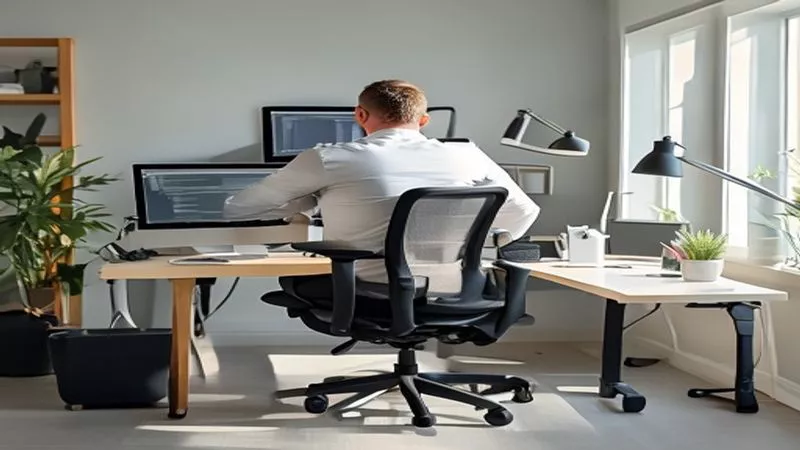 Tư thế ngồi làm việc chuẩn công thái học, tránh gù lưng
